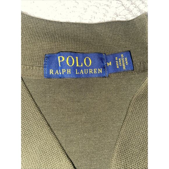 Polo Ralph Lauren Men's Double Knit Bomber Jacket Size M Olive Green Long Sleeve - Picture 3 of 6